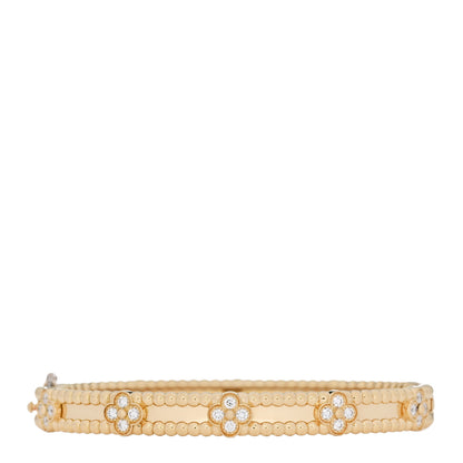 Van Cleef & Arpels 18K Yellow Gold Diamond Perlee Sweet Clovers Bracelet XS 1 of 5