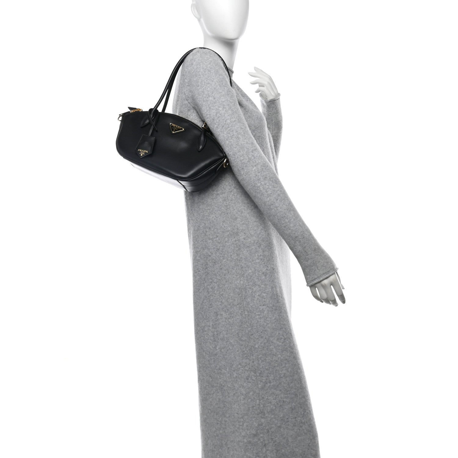Prada City Calf Small Triangle Shoulder Bag Black 2 of 10
