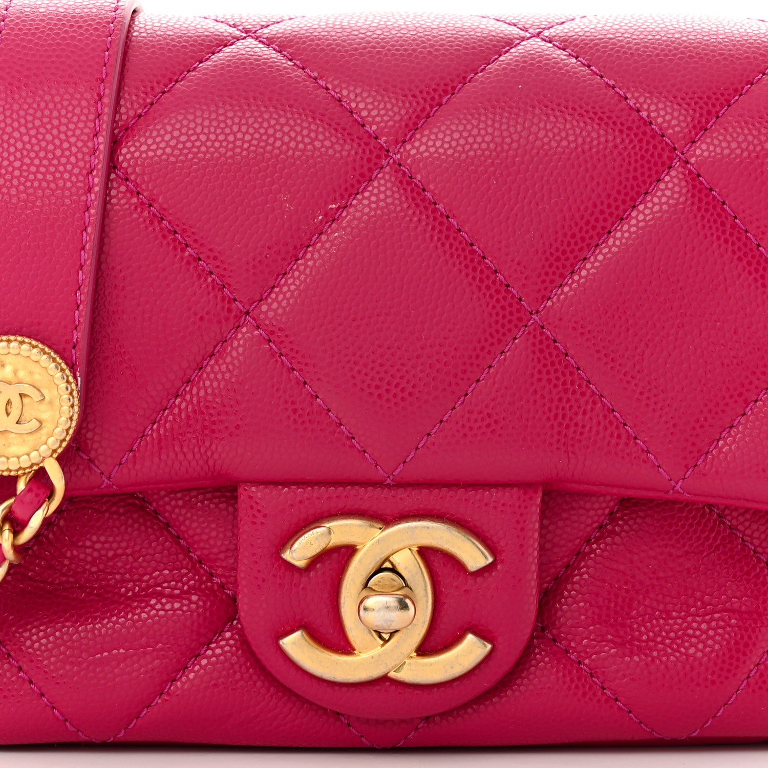 Chanel Caviar Quilted Mini Twist Your Buttons Flap Fuchsia 8 of 11