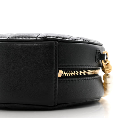 Chanel Lambskin Quilted Pearl Chain Round Clutch With Chain Black 10 of 14