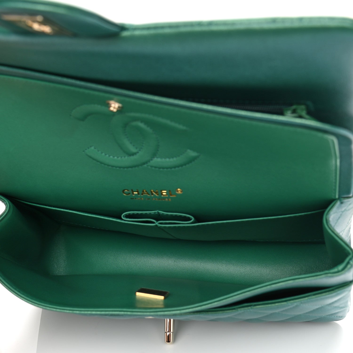 Chanel Iridescent Calfskin Quilted Medium Double Flap Green 5 of 11