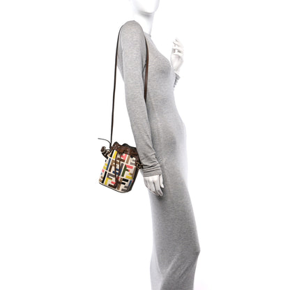 Fendi Kuban Canvas Vitello King F is Fendi FF Embroidered Mini Mon Tresor Bucket Bag Multicolor Cuoio 2 of 10