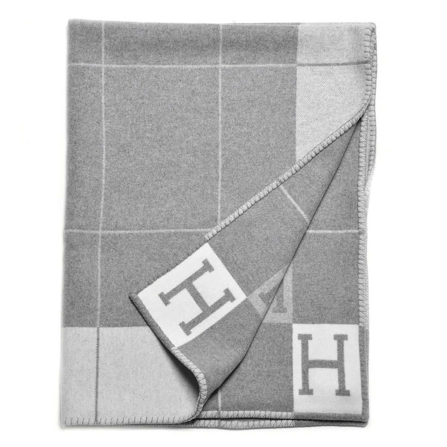 Wool Cashmere Avalon III Blanket Ecru Gris Clair