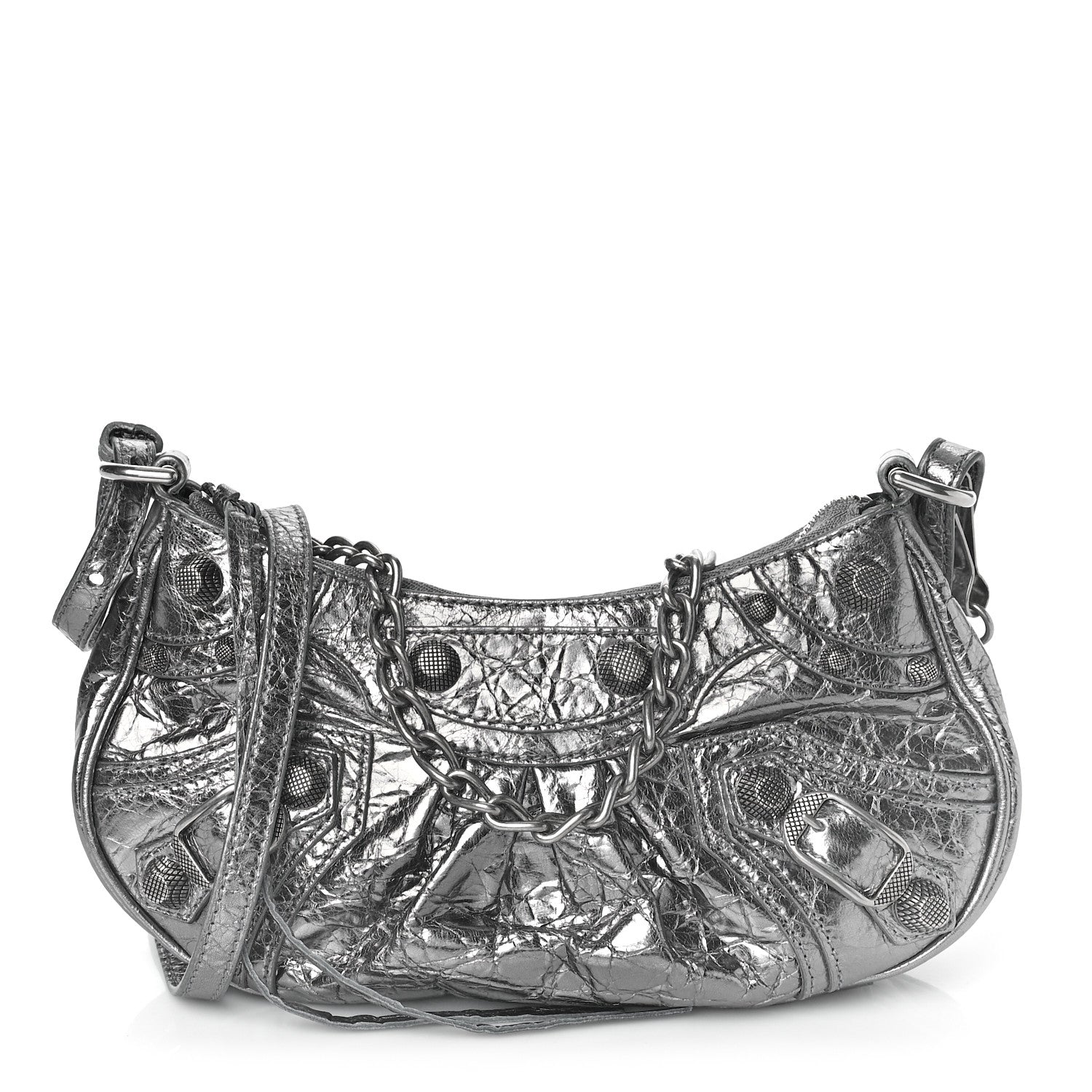 Balenciaga Metallic Agneau Arena Le Cagole Purse With Chain Mini Silver 1 of 8