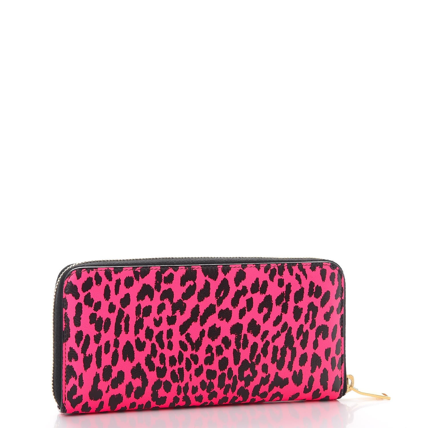 Saint Laurent Calfskin Printed Leopard Classic Letters Zip Around Wallet Pink 3 of 9