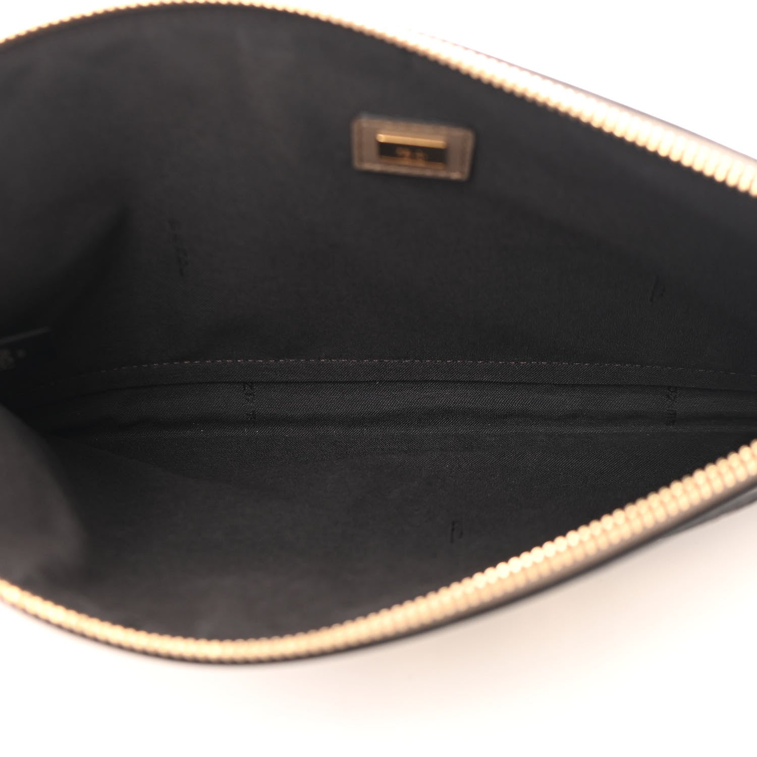 Fendi Vitello King Luxor Elaphe Python Print Logo Medium Flat Pouch Tartufo Daisy Roccia 5 of 8