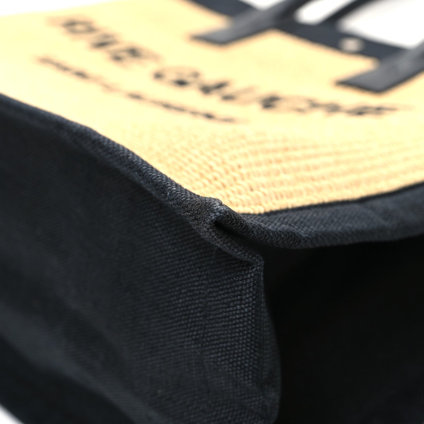 Raffia Linen Calfskin Rive Gauche Tote Naturale Black