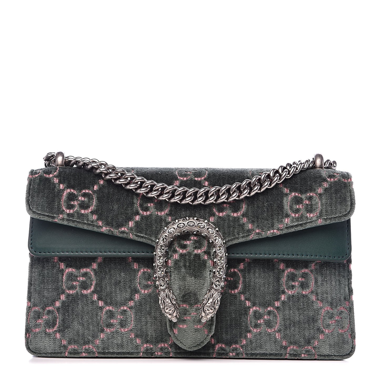 Velvet Moon Calfskin Crystal GG Monogram Small Dionysus Shoulder Bag Avio Dusty Pink Black Diamond