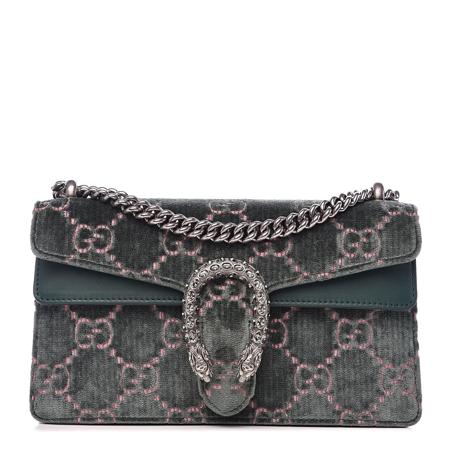 Gucci Velvet Moon Calfskin Crystal GG Monogram Small Dionysus Shoulder Bag Avio Dusty Pink Black Diamond 1 of 13