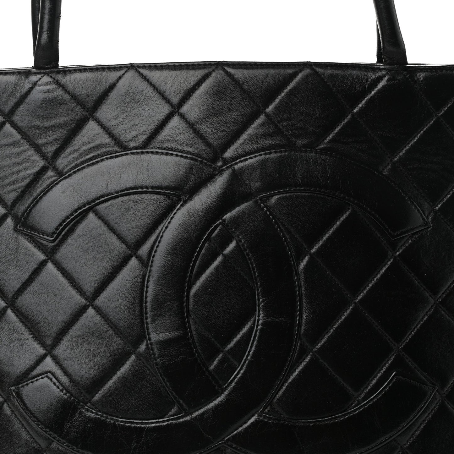 Lambskin Quilted Medallion Tote Black