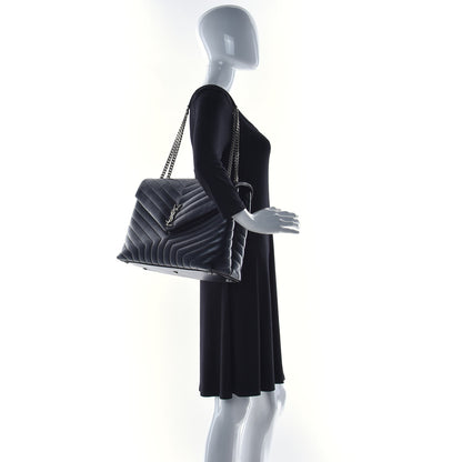 Saint Laurent Calfskin Y Quilted Monogram Large Loulou Chain Satchel Black 2 of 21