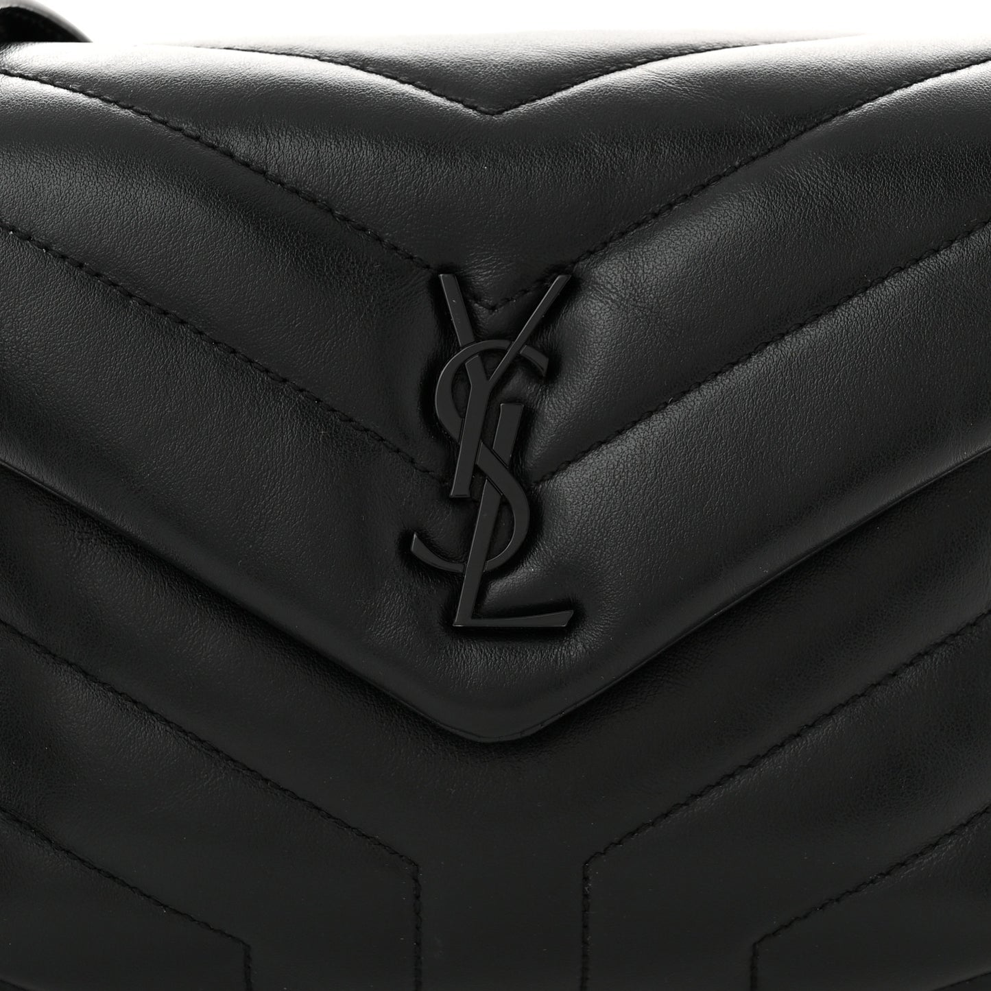 Calfskin Y Quilted Monogram Monochrome Toy Loulou Crossbody Bag Black