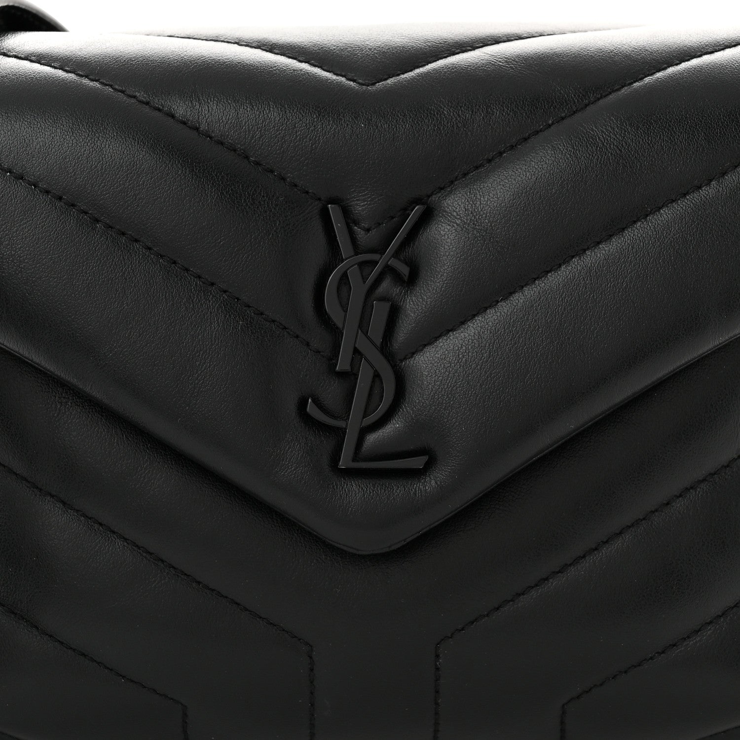 Saint Laurent Calfskin Y Quilted Monogram Monochrome Toy Loulou Crossbody Bag Black 8 of 11