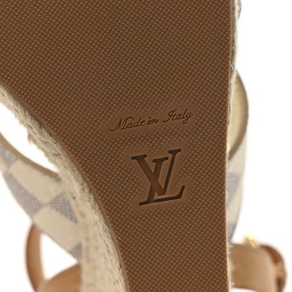 Louis Vuitton Damier Azur Starboard Wedges 40 Tan 7 of 8