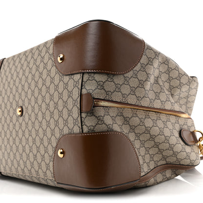 Gucci GG Supreme Monogram Azalea Calfskin Retro Interlocking G Large Duffle Bag Beige Ebony Brown Sugar 9 of 12