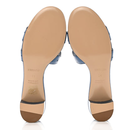 Hermes Ostrich Oasis Sandals 39 Bleu 5 of 9