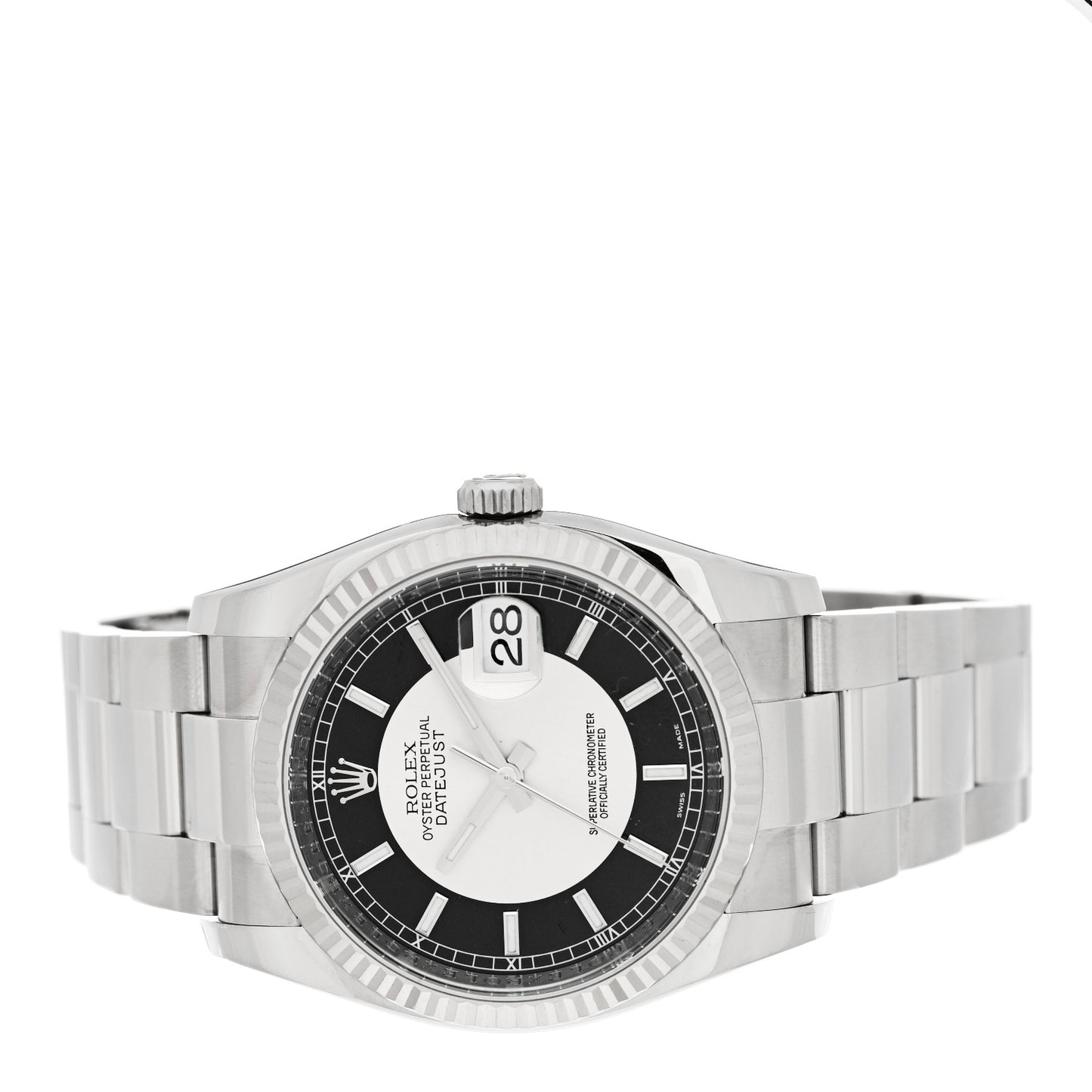 Stainless Steel 18K White Gold 36mm Oyster Perpetual Roulette Datejust Watch Silver 116234
