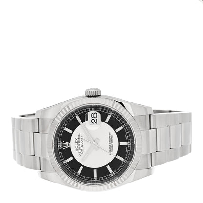 Rolex Stainless Steel 18K White Gold 36mm Oyster Perpetual Roulette Datejust Watch Silver 116234 2 of 5