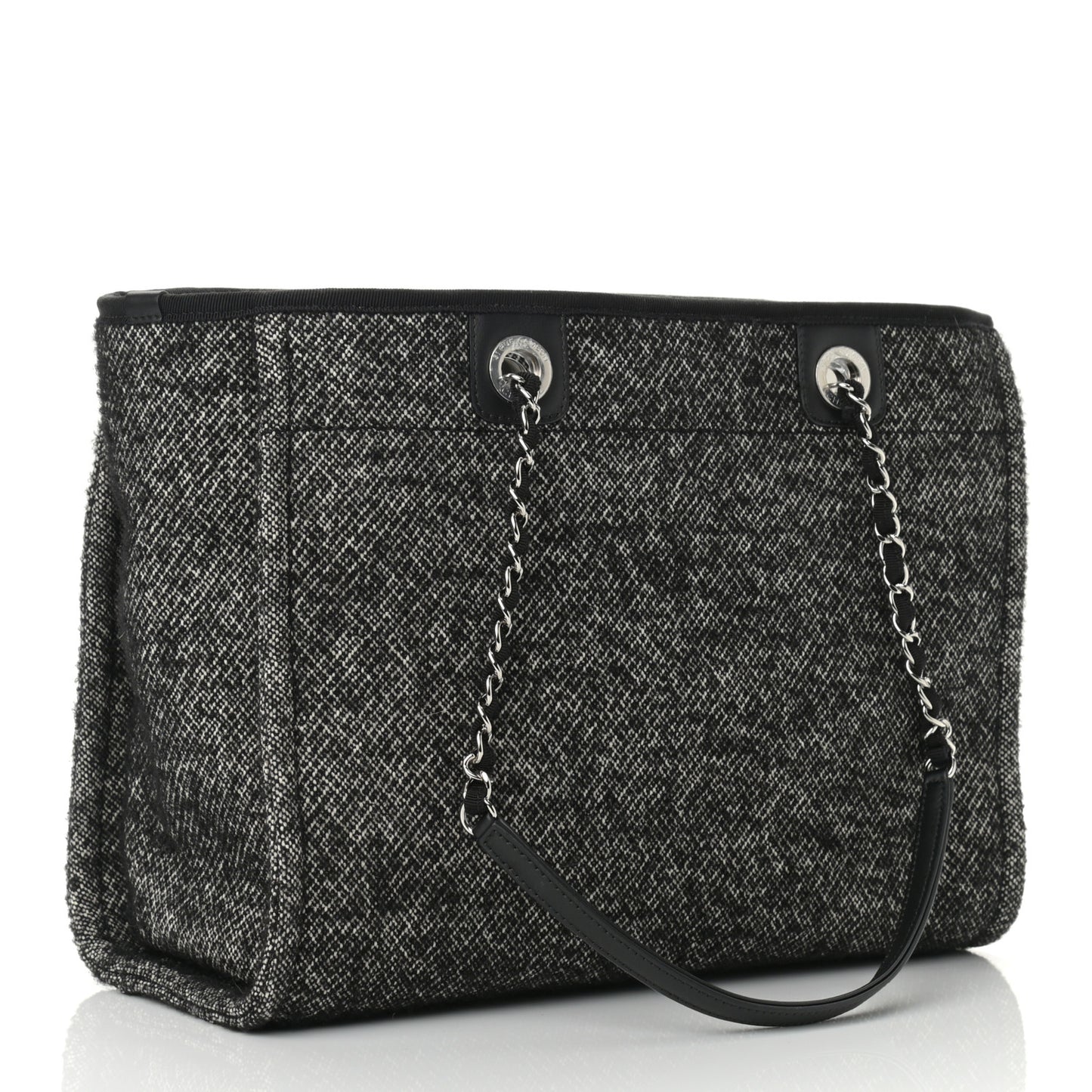 Mixed Fibers Calfskin Small Deauville Tote Black