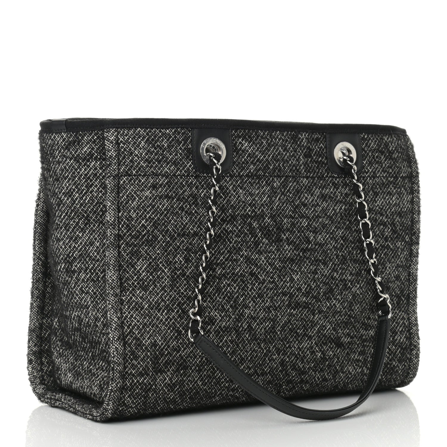 Chanel Mixed Fibers Calfskin Small Deauville Tote Black 3 of 10