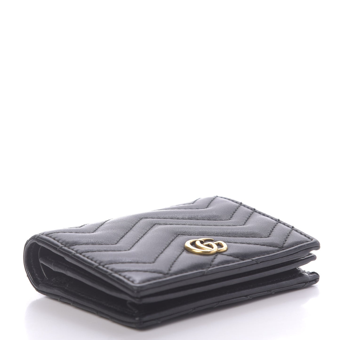 Calfskin Matelasse GG Marmont Card Case Wallet Black