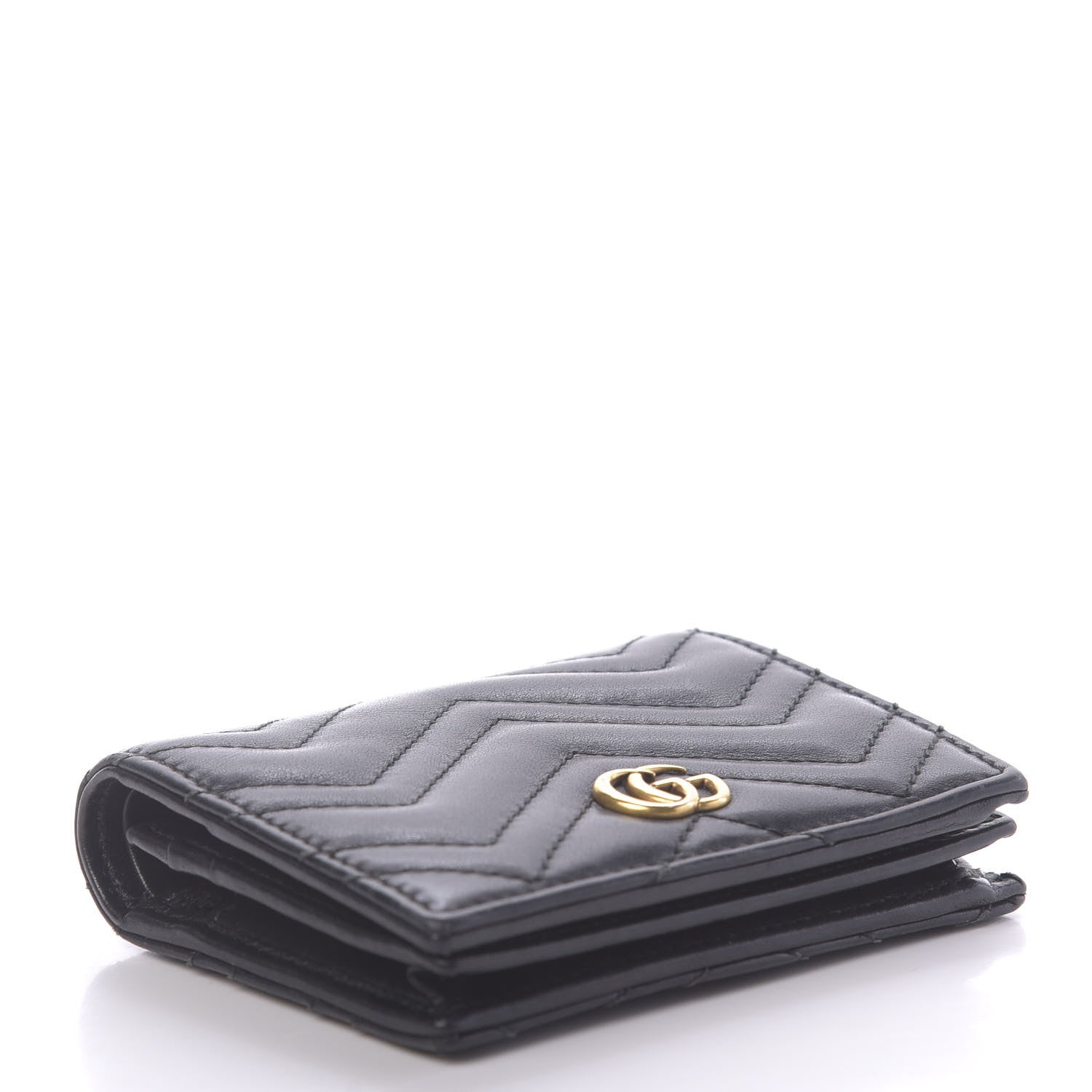 Gucci Calfskin Matelasse GG Marmont Card Case Wallet Black 4 of 11