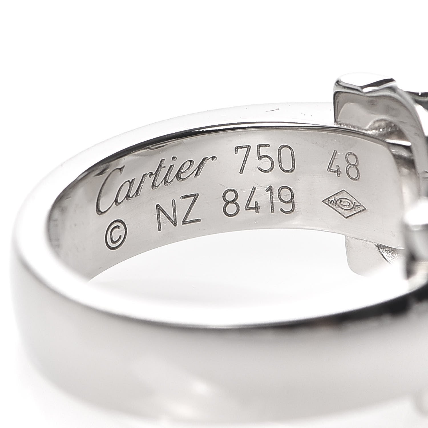 Cartier 18K White Gold Diamond C De Ring 48 4.5 4 of 4