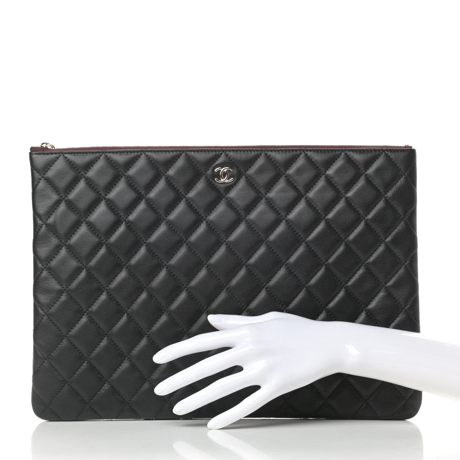 Chanel Lambskin Quilted Large Cosmetic Case Black 2 of 8