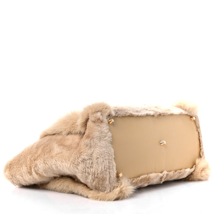 Fendi Fox Fur Sheepskin Elaphe Plexiglass FF Embossed XL Fendi Sunshine Shopper Tote Natural 3 of 8