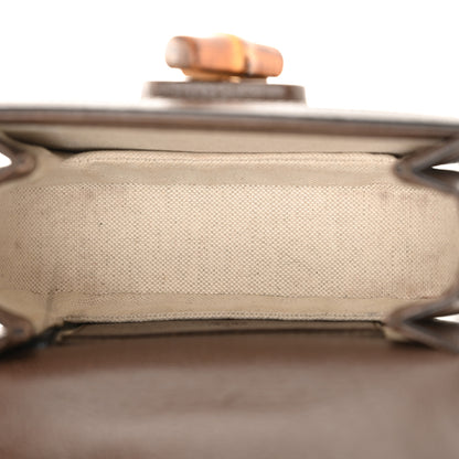 Gucci Monogram Jumbo GG Textured Dollar Calfskin Web Mini Bamboo 1947 Top Handle Bag Camel Ebony New Acero 5 of 12
