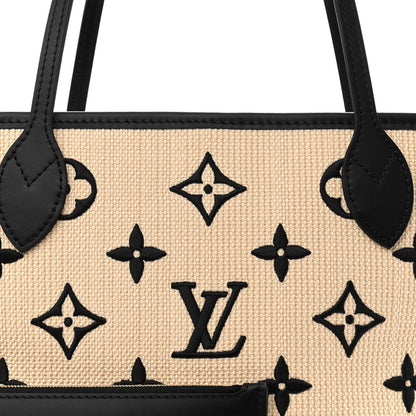 Louis Vuitton Cotton Monogram Embroidered Neverfull MM Beige Black 7 of 9