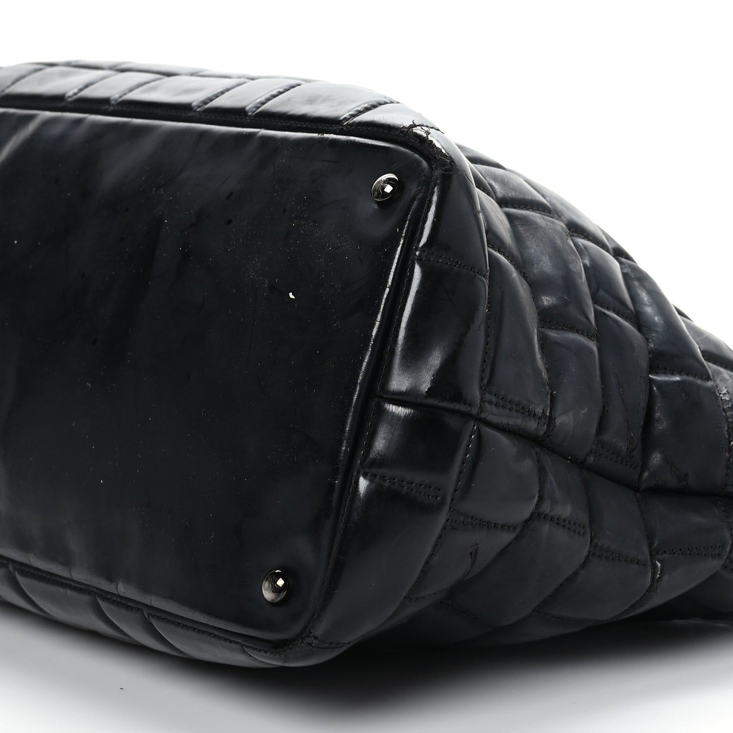 Vinyl Quilted Frozen Shopping Tote Black