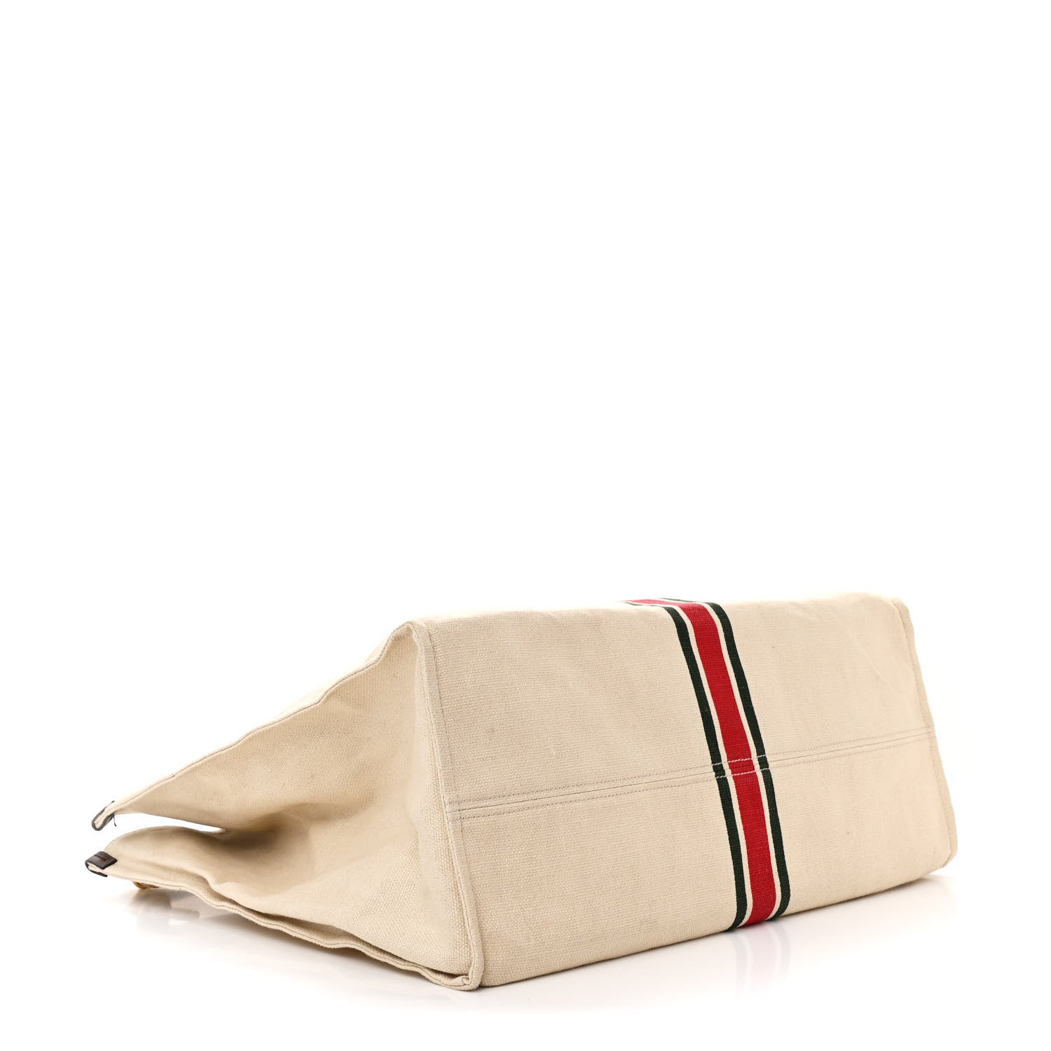 Gucci Linen Heavy Canvas Textured Dollar Calfskin Web Large Retro Interlocking G Foldable Tote Light Beige New Acero 4 of 12