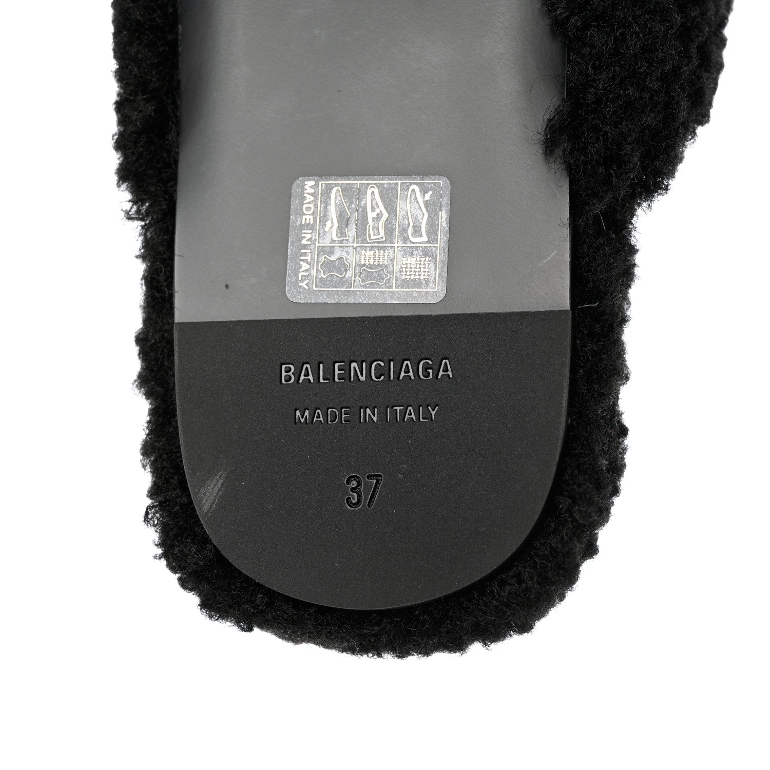 Balenciaga Faux Shearling Cosy BB Mules 37 Black 8 of 9