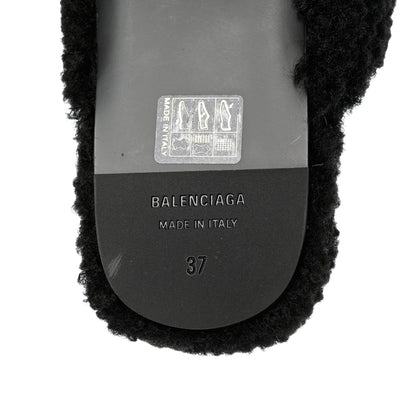 Balenciaga Faux Shearling Cosy BB Mules 37 Black 8 of 9