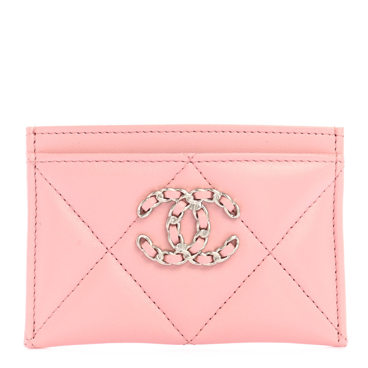 Chanel Lambskin Quilted Chanel 19 Card Holder Light Pink 1 of 8