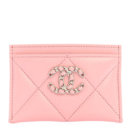 Chanel Lambskin Quilted Chanel 19 Card Holder Light Pink 1 of 8