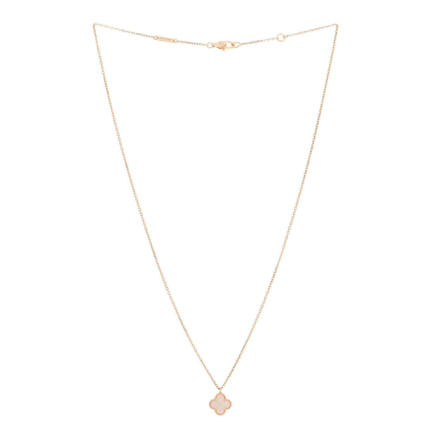 Van Cleef & Arpels 18K Yellow Gold Mother of Pearl Sweet Alhambra Pendant Necklace 3 of 5