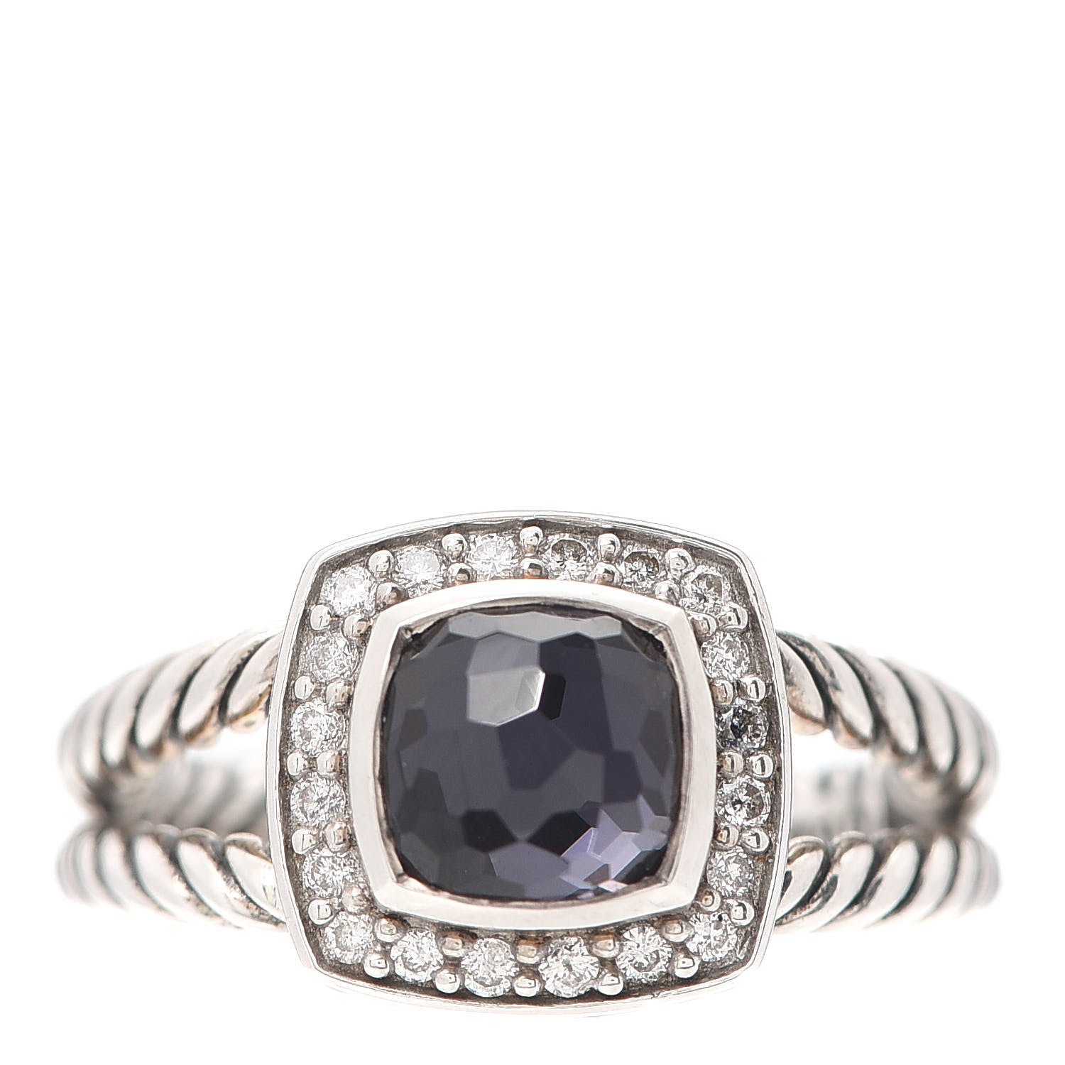 David Yurman Sterling Silver Diamond Black Orchid 7mm Petite Albion Ring 54 7 1 of 5