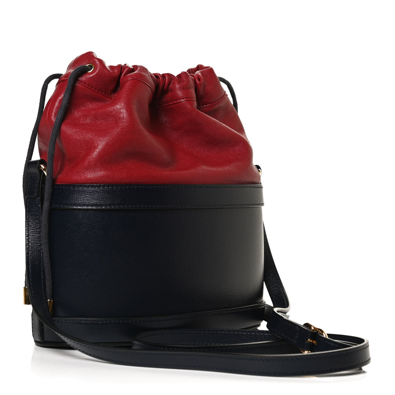 Gucci Azalea Sakai Be Green Calfskin Horsebit 1955 Drawstring Bucket Bag Blue New Cherry Red 2 of 12