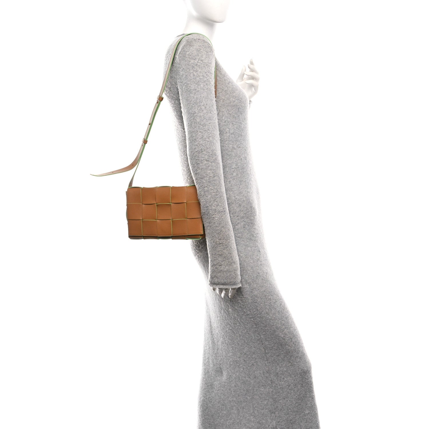 Bottega Veneta Buffalo Maxi Intrecciato Cassette Bicolor Crossbody Bag Caramel Pistachio 2 of 11