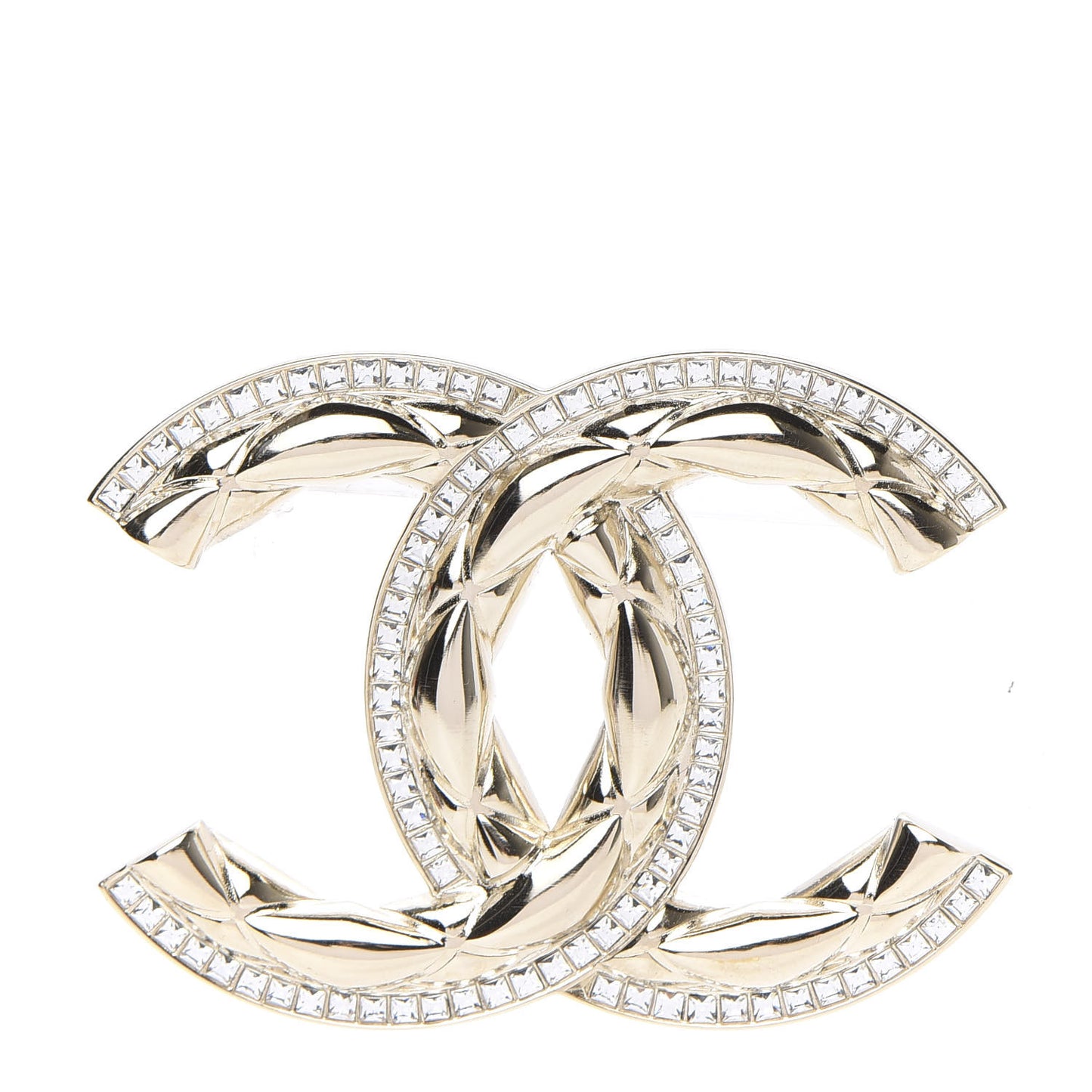 Baguette Crystal Quilted Vintage Allure CC Brooch Gold