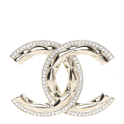 Chanel Baguette Crystal Quilted Vintage Allure CC Brooch Gold 1 of 5