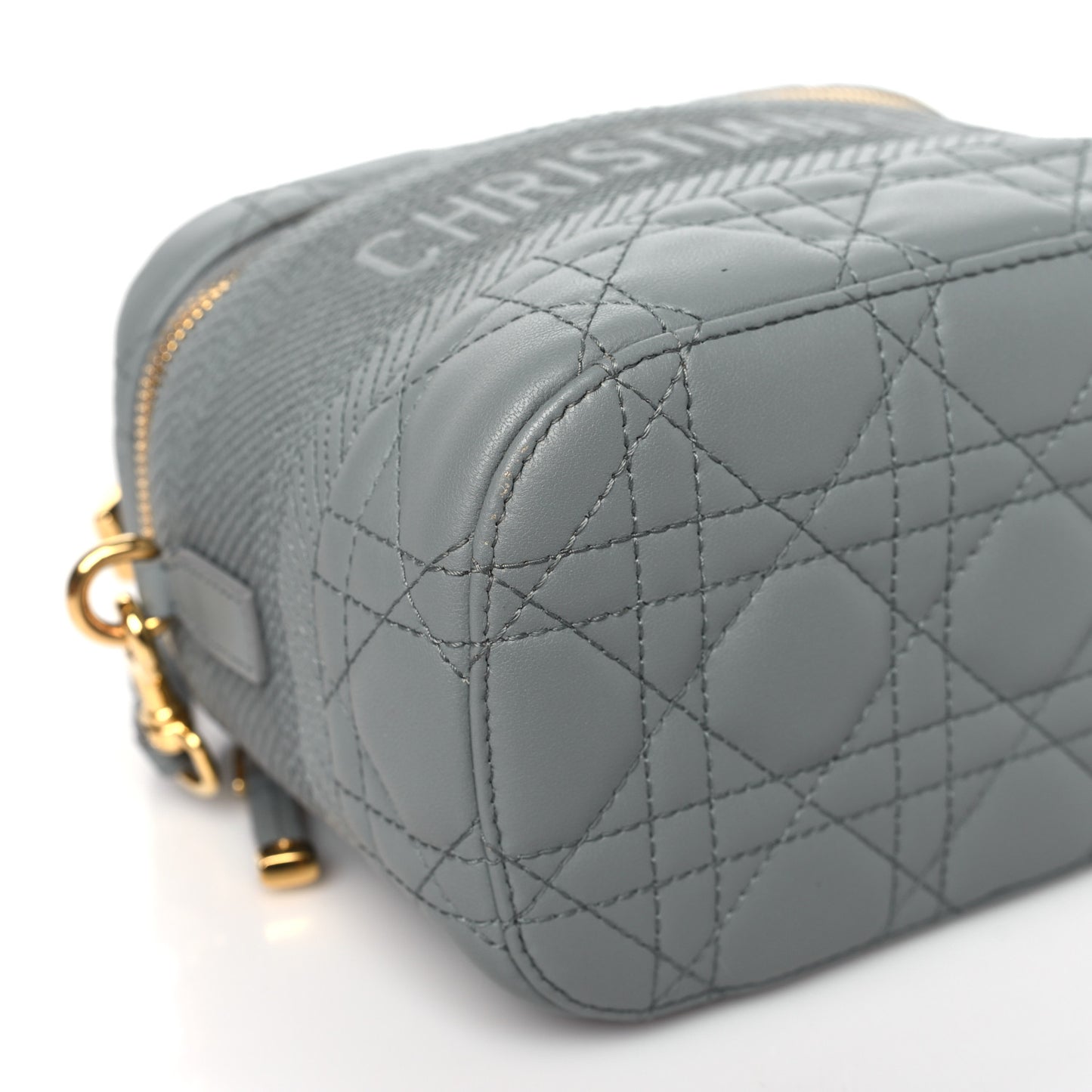 Lambskin Cannage Small Diortravel Vanity Case Grey