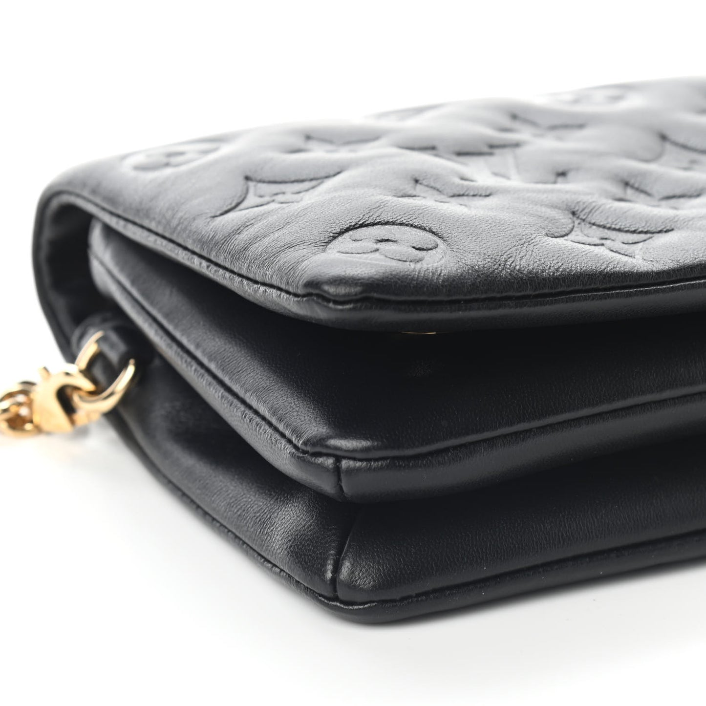 Lambskin Embossed Monogram Pochette Coussin Black