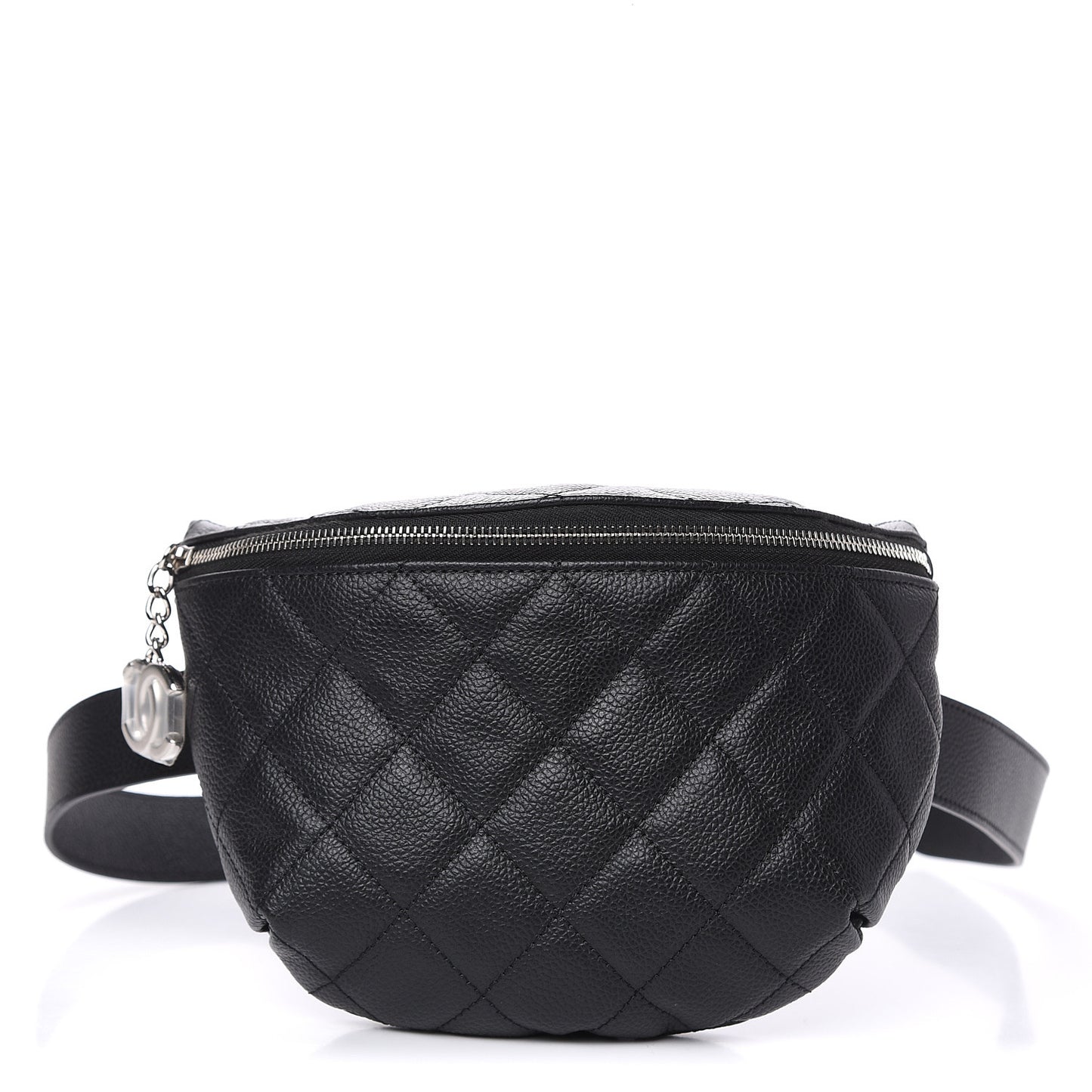 Grained Calfskin Quilted Waist Belt Bag Black