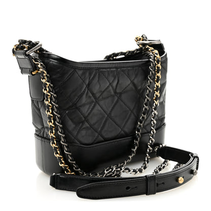 Chanel Aged Calfskin Quilted Charms Small Gabrielle Hobo Black 2 of 9