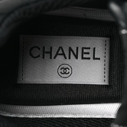 Chanel Calfskin Mesh Lycra Suede Womens Logo Sneakers 39.5 Black 7 of 7