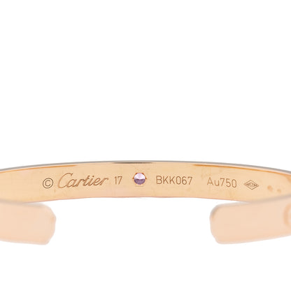 Cartier 18K Pink Gold Pink Sapphire LOVE Cuff Bracelet 17 3 of 4