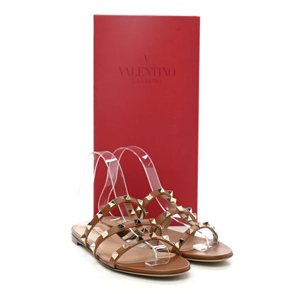 Valentino Garavani Nappa Rockstud Caged Flat Slide Sandals 37.5 Cuoio 10 of 10